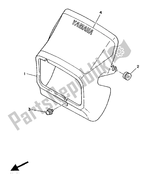 All parts for the Cowling 1 of the Yamaha XT 350 1991