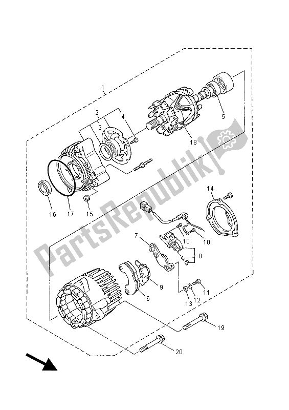 All parts for the Generator of the Yamaha XJR 1300C 2015