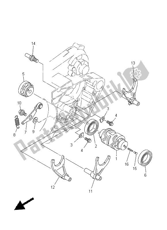 All parts for the Shift Cam & Fork of the Yamaha YZ 250 2014