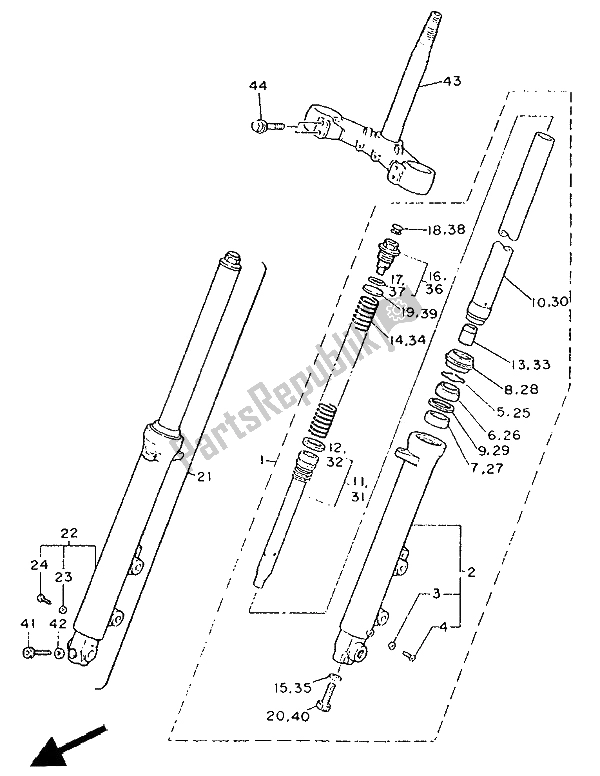 Toutes les pièces pour le Fourche Avant du Yamaha FZ 750 Genesis 1991