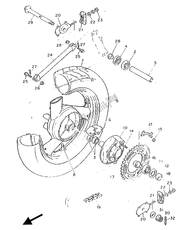 Todas las partes para Rueda Trasera de Yamaha FZ 750 Genesis 1990