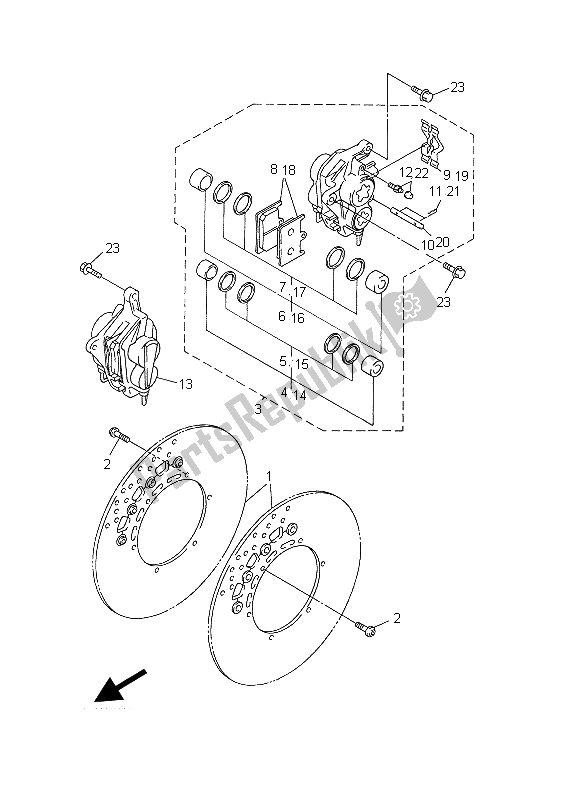 Tutte le parti per il Pinza Freno Anteriore del Yamaha BT 1100 2003