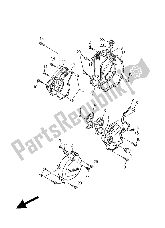 Wszystkie części do Pokrywa Skrzyni Korbowej 1 Yamaha FZS 600 2000