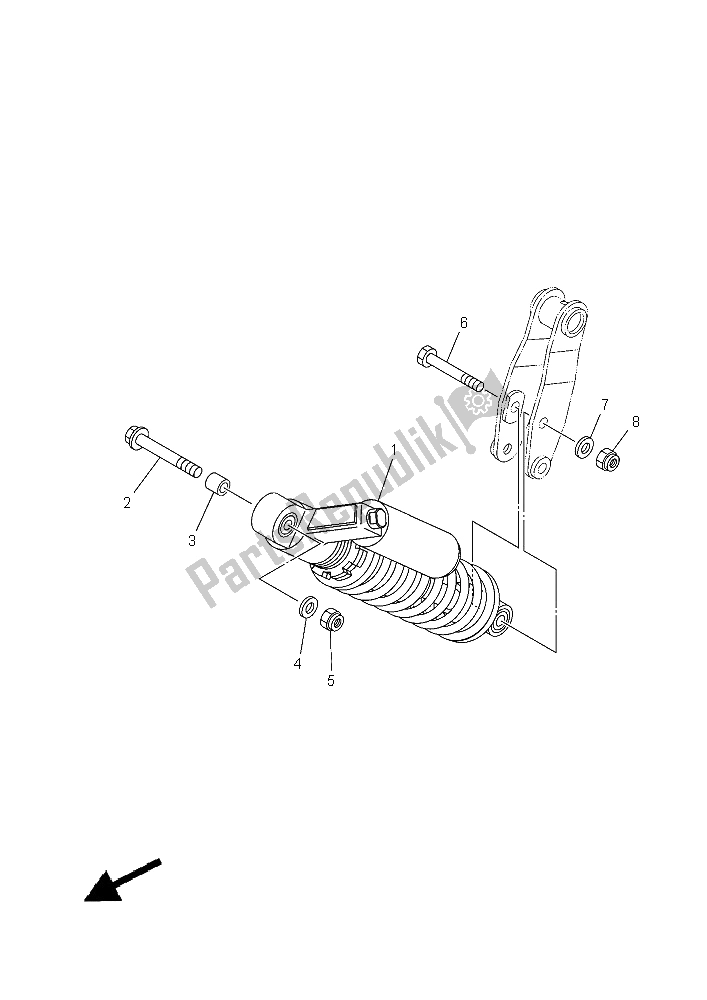 All parts for the Rear Suspension of the Yamaha YFM 700R 2015