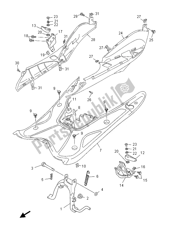 Todas las partes para Soporte Y Reposapiés de Yamaha YN 50 2013