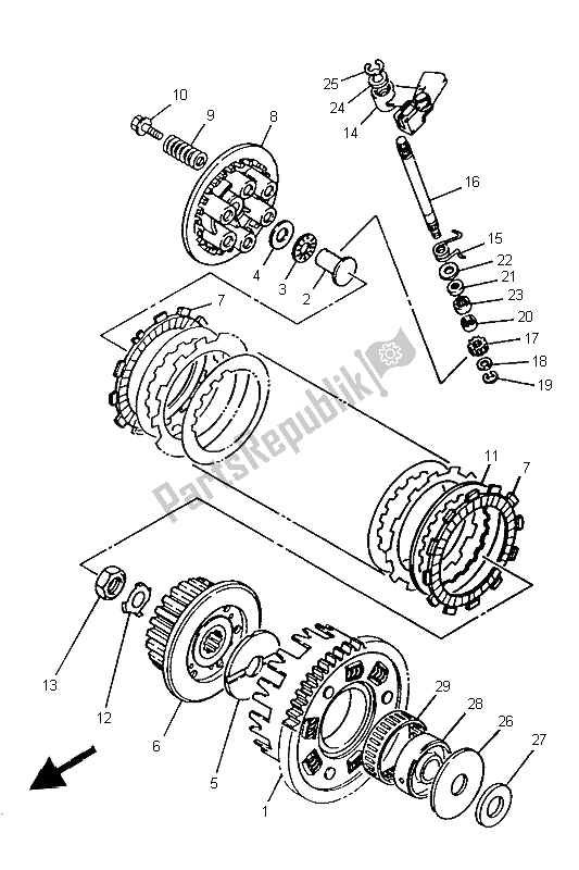 All parts for the Clutch of the Yamaha TRX 850 1997