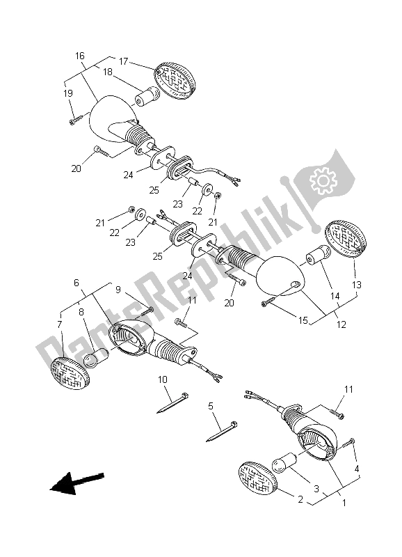 All parts for the Flasher Light of the Yamaha XT 660R 2009