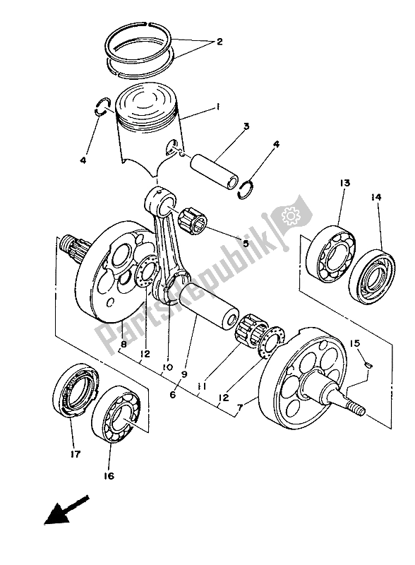 All parts for the Crankshaft & Piston of the Yamaha YZ 250 1986