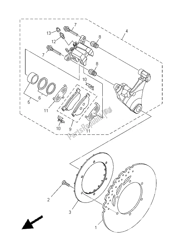 Todas las partes para Pinza De Freno Trasero de Yamaha XT 1200 ZE 2014