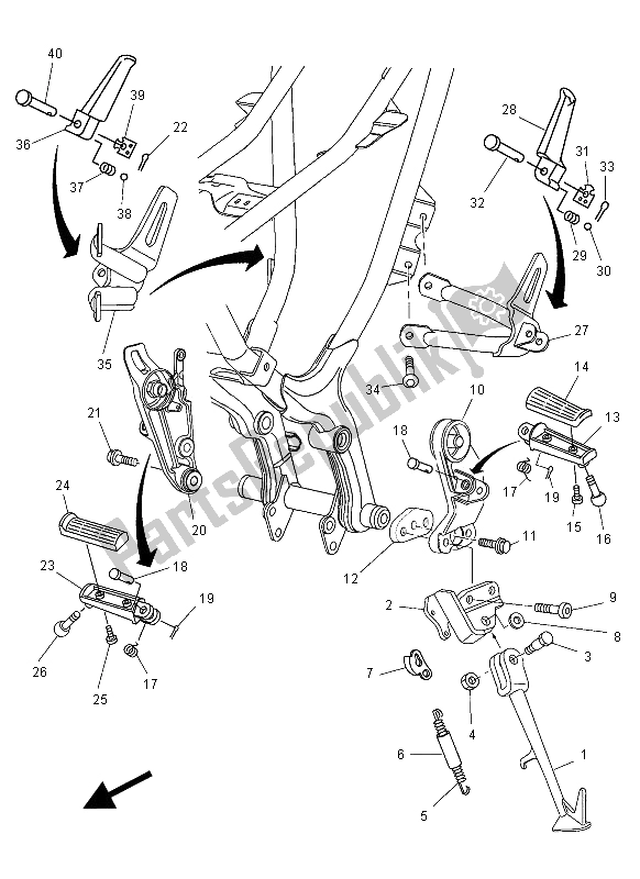 Todas las partes para Soporte Y Reposapiés de Yamaha MT 03 660 2008