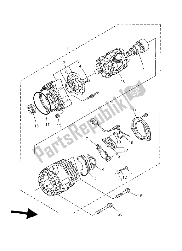 Alle onderdelen voor de Generator van de Yamaha XJ 900S Diversion 2000