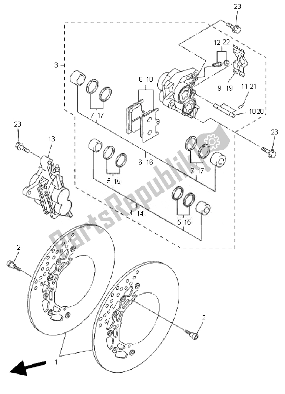 All parts for the Front Brake Caliper of the Yamaha FZ1 S Fazer 1000 2010