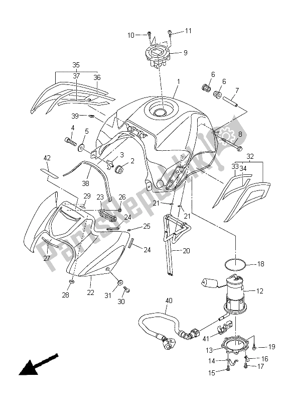 Wszystkie części do Zbiornik Paliwa Yamaha FZ8 SA 800 2012