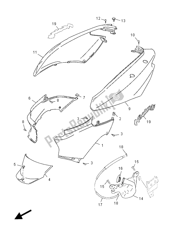 Todas las partes para Cubierta Lateral de Yamaha YN 50 FU 2015