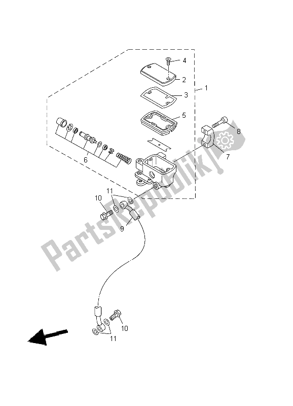 All parts for the Front Master Cylinder of the Yamaha XVS 650 Dragstar 2002