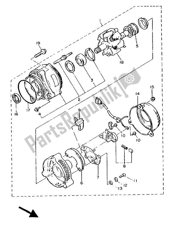 Toutes les pièces pour le Générateur du Yamaha FZR 1000 1993