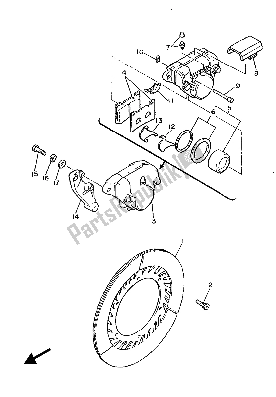 All parts for the Rear Brake Caliper of the Yamaha XJ 900F 1987