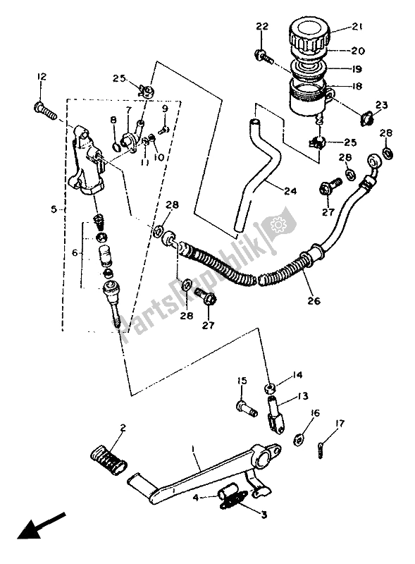 Todas las partes para Cilindro Maestro Trasero de Yamaha FZR 600 Genesis 1990