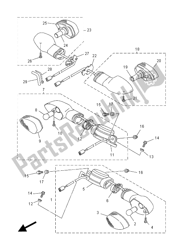 Todas las partes para Luz Intermitente de Yamaha VMX 17 1700 2012