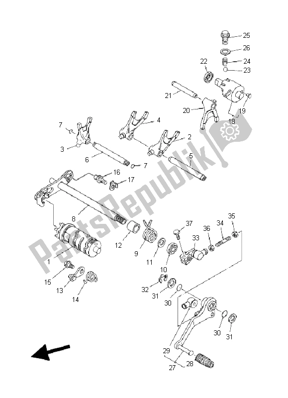 Toutes les pièces pour le Came Et Fourchette De Changement De Vitesse du Yamaha YFM 350R 2008