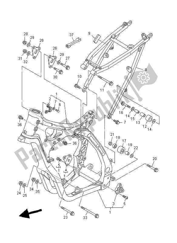 Tutte le parti per il Telaio del Yamaha YZ 250 2008