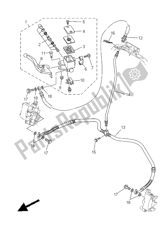 All parts for the Front Master Cylinder of the Yamaha YFZ 450 2008