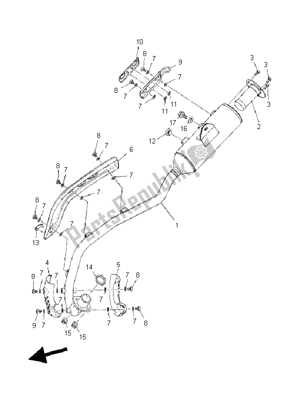 Tutte le parti per il Scarico del Yamaha TT R 110E 2011