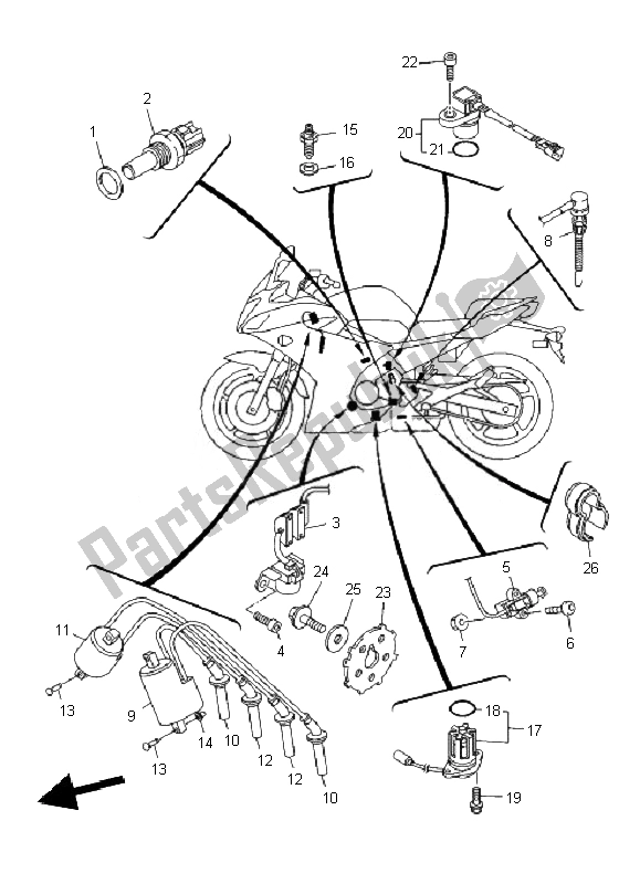 Wszystkie części do Elektryczny 1 Yamaha XJ6F 600 2010