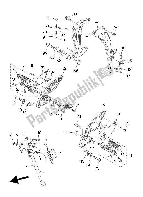 Toutes les pièces pour le Support Et Repose-pieds du Yamaha FZ1 NA Fazer 1000 2009