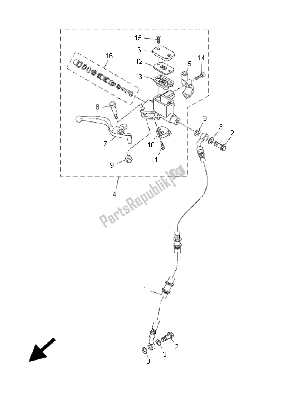 Tutte le parti per il Pompa Freno Anteriore del Yamaha T 135 FI Crypton X 2009