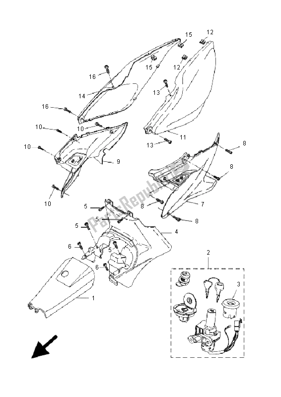 All parts for the Side Cover of the Yamaha YQ 50L Aerox Race Replica 2008