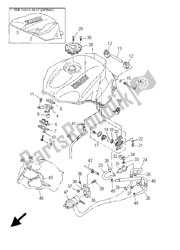 Tutte le parti per il Serbatoio Di Carburante del Yamaha YZF R6 600 2001