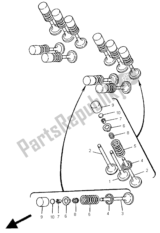 All parts for the Valve of the Yamaha TRX 850 1998