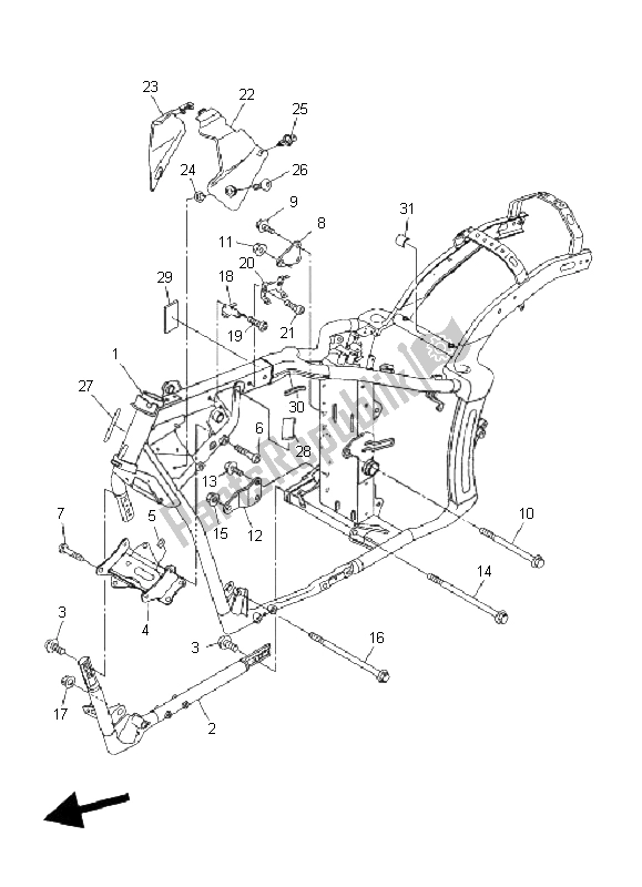 Tutte le parti per il Telaio del Yamaha XVS 1300A Midnight Star 2008