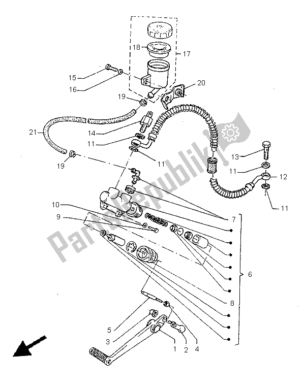 Tutte le parti per il Pompa Freno Posteriore del Yamaha SZR 660 1997