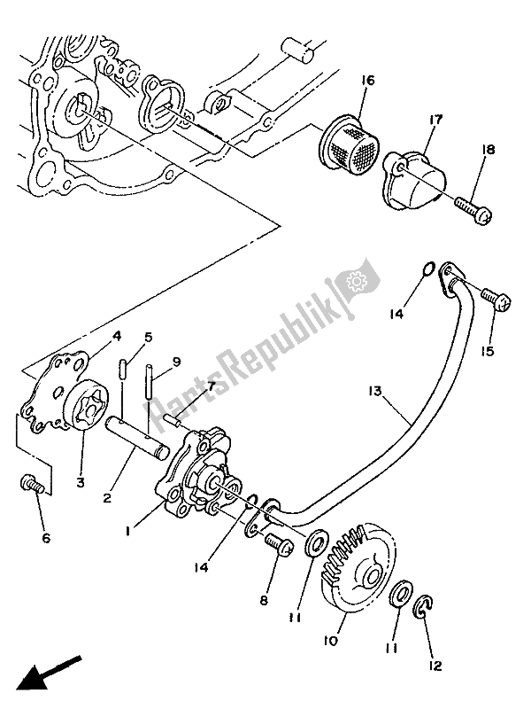 All parts for the Oil Pump 2 of the Yamaha TDR 250 1988