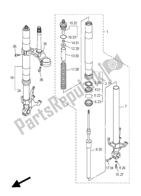 Tutte le parti per il Forcella Anteriore del Yamaha YZF R1 1000 2005