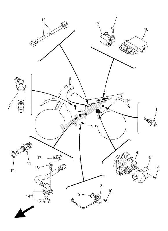 All parts for the Electrical 1 of the Yamaha WR 250R 2014