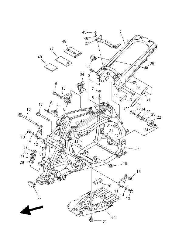 All parts for the Frame of the Yamaha YFZ 450R 2014