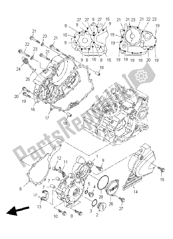 Wszystkie części do Pokrywa Skrzyni Korbowej 1 Yamaha YBR 250 2011