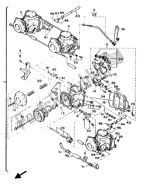 Toutes les pièces pour le Carburateur du Yamaha FZR 600 Genesis 1993