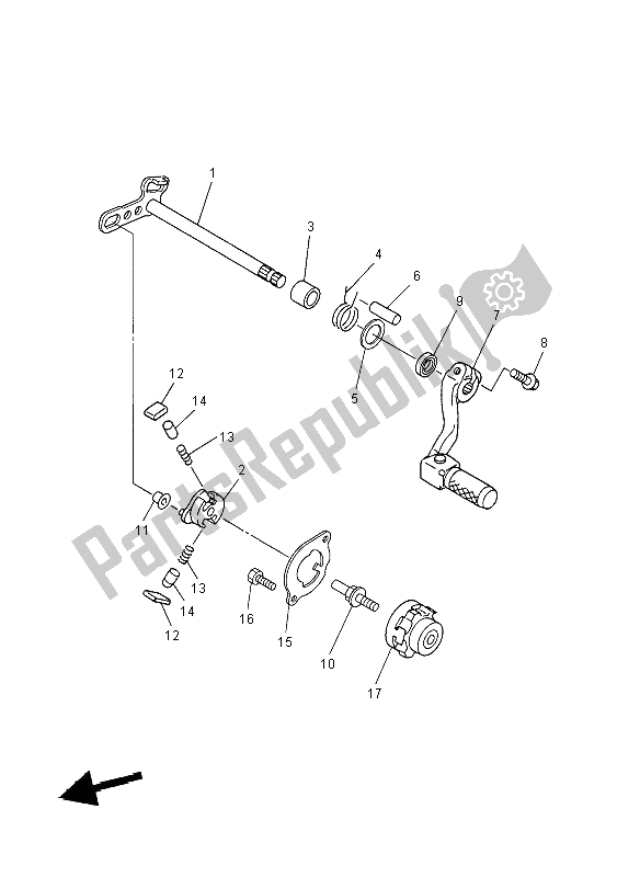 All parts for the Shift Shaft of the Yamaha YZ 450F 2008