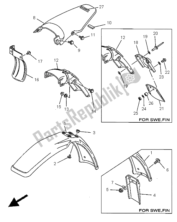 All parts for the Fender of the Yamaha DT 125R 1997