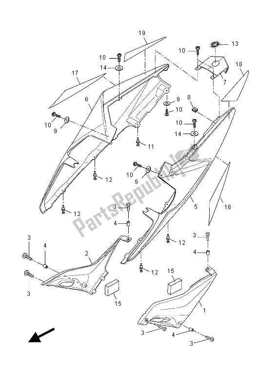 Tutte le parti per il Coperchio Laterale (dpbm13) del Yamaha YZF R 125A 2015