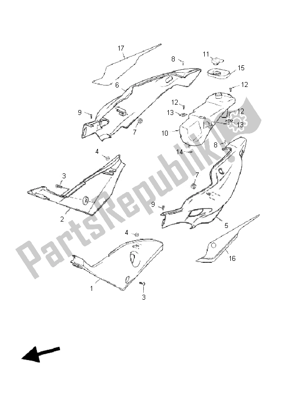 Tutte le parti per il Coperchio Laterale del Yamaha TZR 50 2010