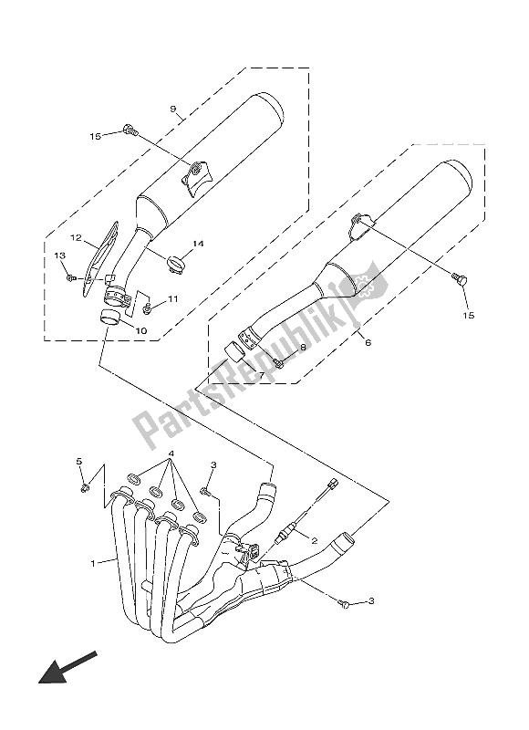 All parts for the Exhaust of the Yamaha FJR 1300A 2016