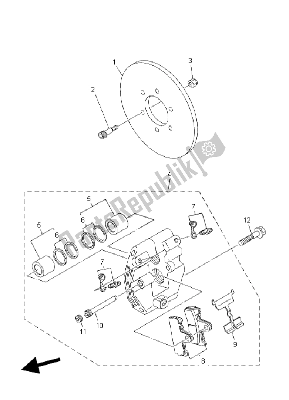 Todas las partes para Pinza De Freno Trasero de Yamaha YFM 660F Grizzly 2003