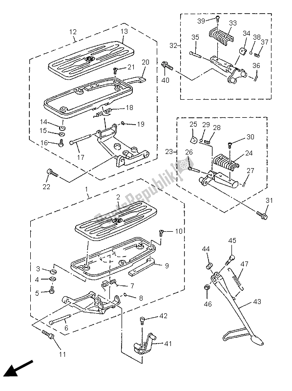 Toutes les pièces pour le Support Et Repose-pieds du Yamaha XVZ 1300 Royalstar 1996