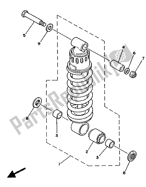 Toutes les pièces pour le Suspension Arrière du Yamaha RD 350 LCF 1988