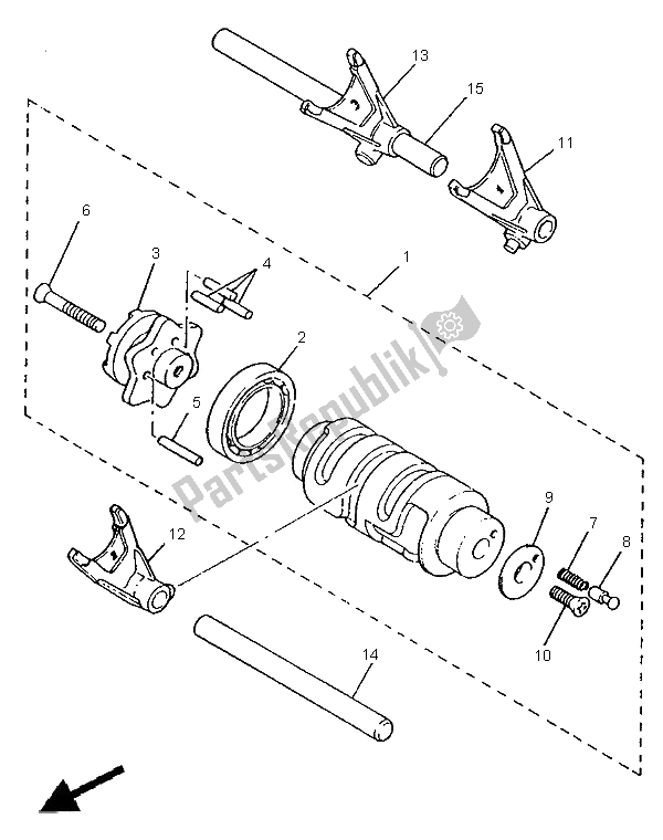 All parts for the Shift Cam & Fork of the Yamaha XV 535 S Virago 1996